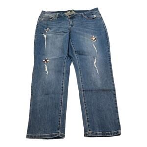Seven7 Jeweled Rhinestone Stretch Straight Leg Jeans Plus Size 20‎
